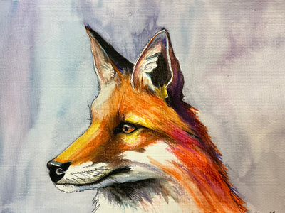 Glacial Gaze: Original Fox Portrait in Cool Tones by Catherine O’Donnell