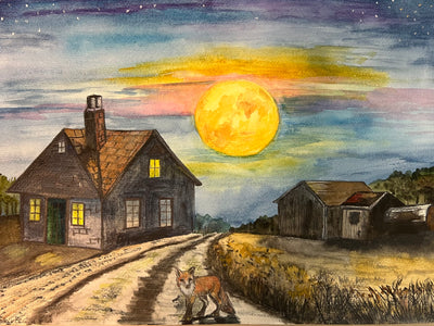 Original landscape by Catherine O’Donnell: “Moonlit Harvest”