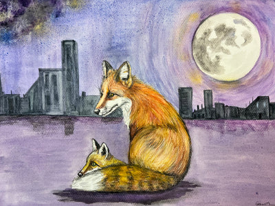 Original Catherine O'Donnell Painting: 'Midnight in the City' (30x42 cm, unframed)