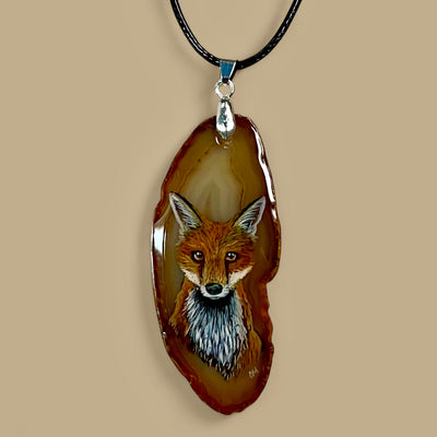 Exquisite Hand Painted Fox Pendant