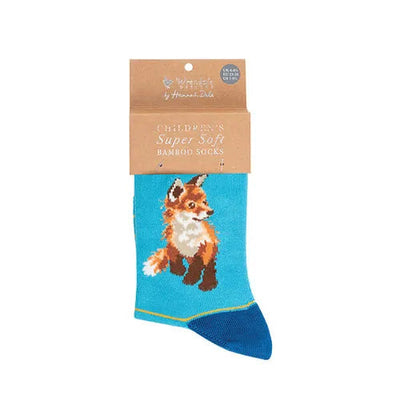 Wrendale Designs Born To Be Wild Children's Socks Fox  - Ages 6-8.5