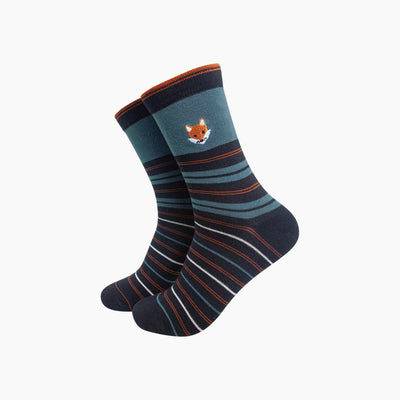 Men's Fox Cotton Embroidered Socks