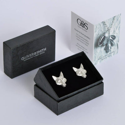 Fox Cufflinks, English Pewter Silver Fox